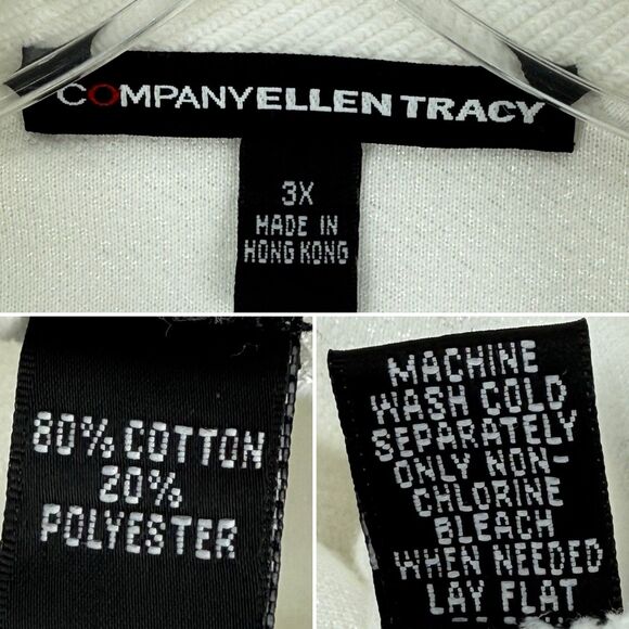 Vtg Company Ellen Tracy Women’s Collar Button Closure and zip pockets Ivory 3X - Picture 3 of 16